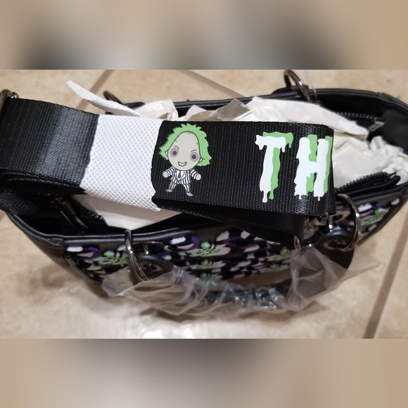 Beetlejuice Sandworm Allover Print Glow In The Dark Crossbody Bag - Picture 3 of 5